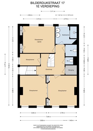 Floorplan - Bilderdijkstraat 17, 2311 XD Leiden